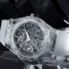 The 45 mm copy watches have hollowed dials.