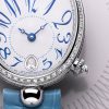 The white dials copy watches are decorated with diamonds.